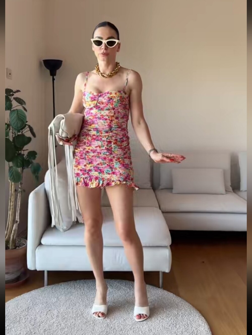 Zara FLORAL PRINT DRAPED MINI DRESS
